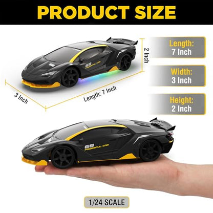RC Drift Car 1:24 Remote Control Car 4WD 15KM/H High Speed Racing Sport Car with LED Lights RC Cars Toy for Kids Boys Girls Adults Gifts Birthday Christmas - color: Black-1
