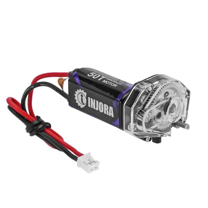 INJORA Aluminum Acrylic Transmission with 050 Brushed Motor 50T for 1/24 RC Crawler SCX24 Upgrade