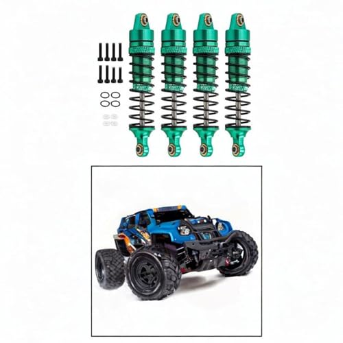 Yiju 4 Pieces Rc Car Shock Absorbers 1/18 Aluminum Alloy Crawler Car Kit Simple Install Suitable for 17665 D90 Model Cars DIY Hobby R, Green