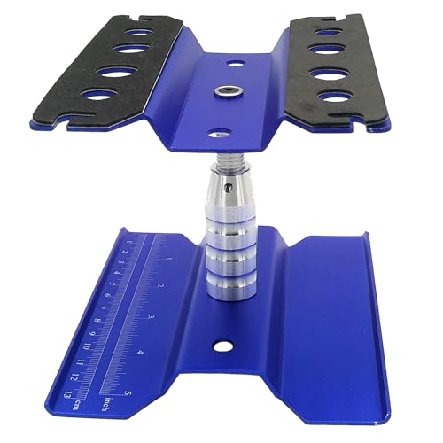 RC Car Work Stand Aluminum Alloy Repair Workstation Bracket with Screw Tray for 1/8 1/10 1/12 1/16 Traxxas Axial Arrma Redcat RC Crawler Monster Truck Buggy (Blue) - color: Blue