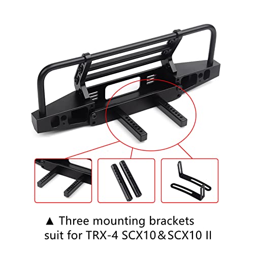INJORA Adjustable Metal Front Bumper for 1/10 TRX4 SCX10 SCX10 II (Black) - color: Black