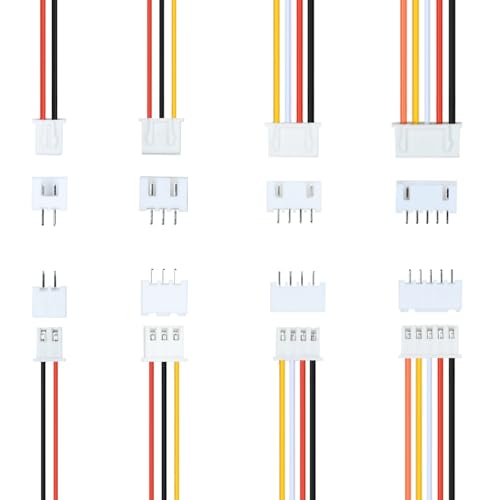 60Pairs JST-XH 2.54mm Header Connector Kit with Male and Female Connectors Adapter 200mm 26AWG Flat Wire Cable Compatible with JST XH Plug Adapter (2P/3P/4P/5P Kit) - color: 2P/3P/4P/5P Kit