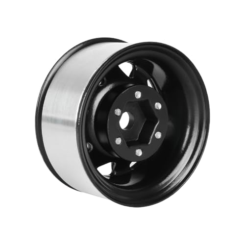 4PCS 1.55 inch Metal Beadlock Wheel Hub RC Car Aluminum Alloy Wheel Rim for 1/10 RC Crawler Car for Axial 90069 D90 TF2 Tamiya CC01 CC02 LC70 LC80 MST(Silver+Black) - color: Silver+black