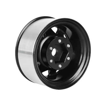 4PCS 1.55 inch Metal Beadlock Wheel Hub RC Car Aluminum Alloy Wheel Rim for 1/10 RC Crawler Car for Axial 90069 D90 TF2 Tamiya CC01 CC02 LC70 LC80 MST(Silver+Black) - color: Silver+black