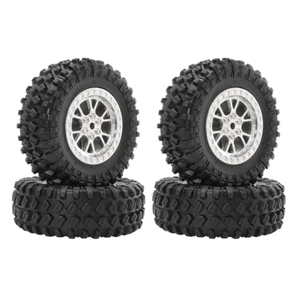 RC Tires & Wheels Set, 70x25mm Soft Rubber Tires with Foam Inserts, 5mm HexPlastic Beadlock Rims for 1/12 MN D90/D91/MN98/MN99S & 1/16 WPL C14/C24/C54/C64/C74/B16/B36 (B；Silevr) - color: B；silevr
