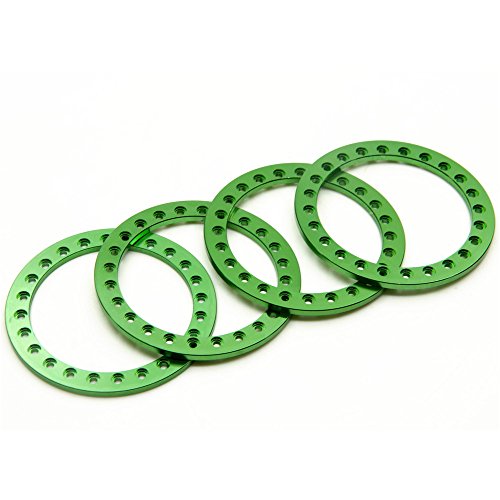 4pcs Aluminum Replacement Wheel Rim Beadlock Ring for 1:10 RC Crawler Car 2.2" RC Wheels/Rims (Green)