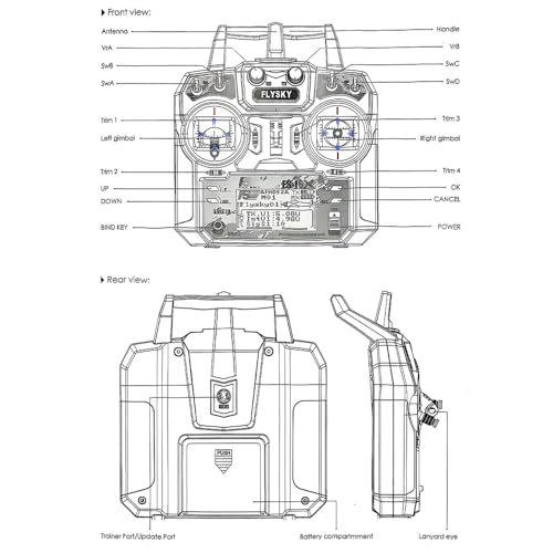 F1ysky FS-i6X 10CH 2.4GHz RC Transmitter with iA6B 6CH Receiver for RC Boat | Multi-purpose 2.4G radio system, fits fixed-wing glider helicopter & RC boat