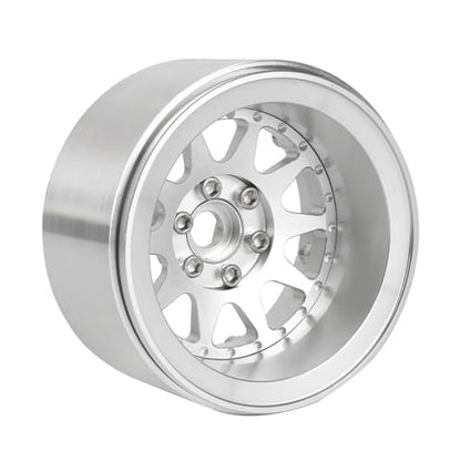 Aluminum 2.2" Beadlock Wheel Offset -10mm Metal Rims for SCX10 RR10 TRX4 VS4-10 Gen8 1/10 RC Crawler Car Upgrade Parts (10-Spoke, Silver) - color: 10-spoke, Silver