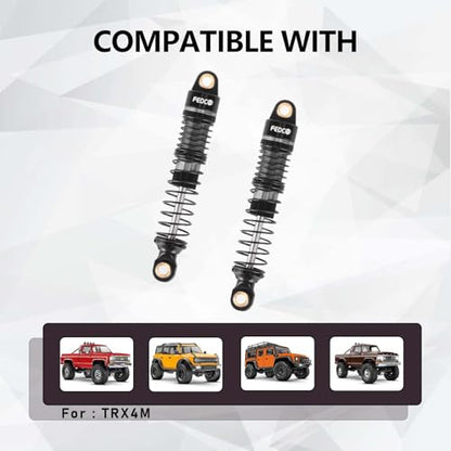 DSS18 TRX4M Shocks 59MM Oil-Filled Shock Absorber CNC Long Threaded Oil Damper For TRX4MT TRX4M Upgrades 1/18 RC Crawler,Dual Spring Suppresses Minor Vibrations and Absorbs Major Impacts - style: 59mm black