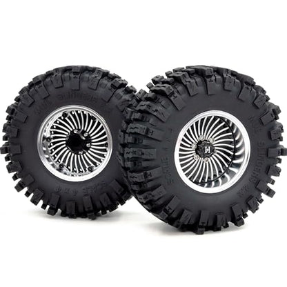 HOBBYSOUL Adjustable Offset 2.2 Beadlock Wheels and Tires 124mm Tall Mud Slingers tyre & 40mm Wide Rims for 1/10 RC Crawler TRX4 SCX10 Capra Upgrades,HS701530