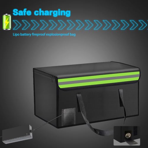 11.02"x5.9"x7.1" Lipo Safe Bag Fireproof Bag for Lipo Battery Pack Storage Charging Transport,Home Office Travel Fireproof Safe Storage for Cash Valuables Jewelry Passport Power bank Lipo Battery - size: 280*150*180mm