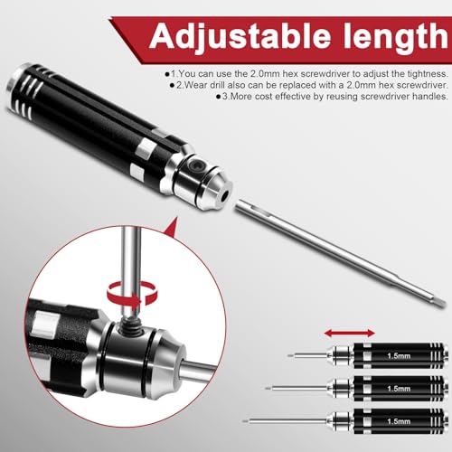 RC Tool Kit 12PCS Hex Screwdriver Nut Driver Set | Short Handle RC Tools with Hex, Phillips, Flat Drivers & Pliers for 1/18 1/24 RC Crawler, SCX24, TRX4M, Axial, Traxxas - color: Black