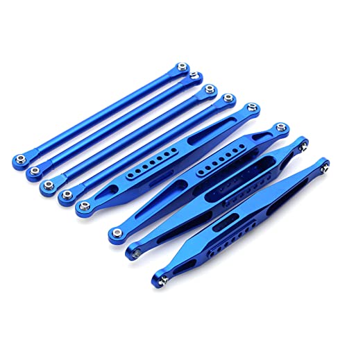 RC Car Tie Rod,Aluminum Alloy Upper Lower Tie Link Rods Set for LOSI 1/8 LMT 4WD Solid AXLE Monster Steering Tie Rod Linkage Part (Blue) - color: Blue
