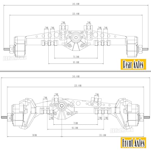 Front Rear Portal Axles Upgrades Part for 1/10 Capra 1.9 UTB 4X4,DIY SCX10 SCX10 II,RC Aluminum Alloy Front Rear Axle RC Crawler Car,1/10 Capra 1.9 UTB & SCX10,Titanium - color: Titanium - (Portal Axles)