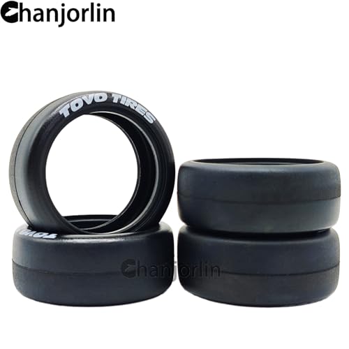 1/10 RC Drift Wheels Tires OD 2.56" Hard Drift Racing Smooth Tread Tyres For 1:10 1/12 Rally Street On Road Car TT01 TT02 Traxxas XV02 XV01 TA06 HPI KYOSHO PTG2 1/10 Touring Wheels 4PCS