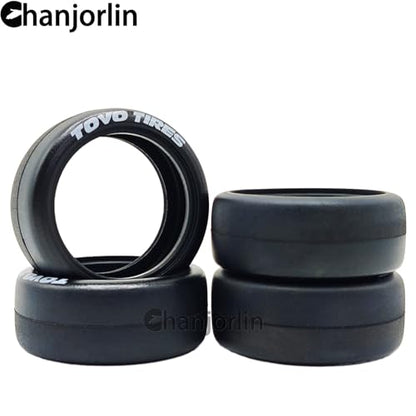 1/10 RC Drift Wheels Tires OD 2.56" Hard Drift Racing Smooth Tread Tyres For 1:10 1/12 Rally Street On Road Car TT01 TT02 Traxxas XV02 XV01 TA06 HPI KYOSHO PTG2 1/10 Touring Wheels 4PCS