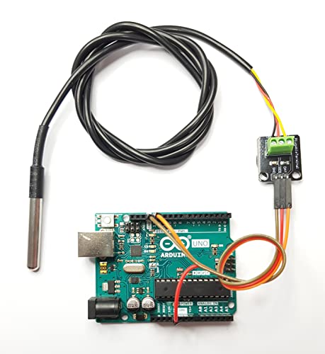 DS18B20 Temperature Sensor for Arduino, ESP32, ESP8266, Raspberry Pi, Waterproof Stainless Steel Probe, 2 Pieces - size: With Adapter