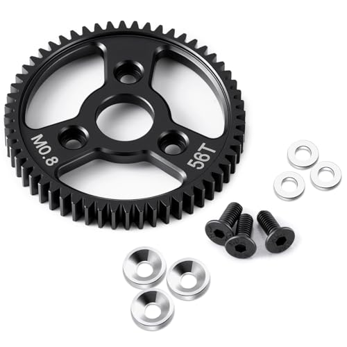Carbon Steel 56T Spur Main Gear 32P 0.8M for 1/10 Tra-xxas Slash | Platinum Rustler Stampede 4x4 VXL 2WD Jato Rally E-REVO Summit T-Maxx - size: 56T