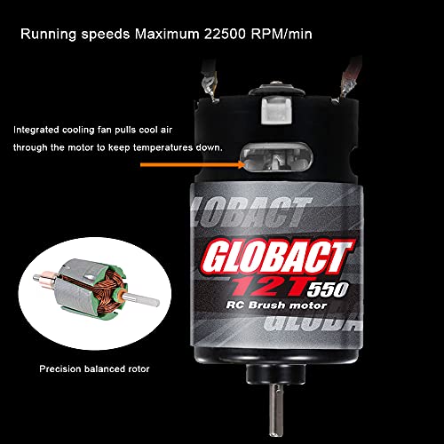 GLOBACT 550 12T Brushed Motor & 80A ESC Combo for 1/10 RC Truck Car-XT60 | BEC 5A 7.4V/6.4V - size: XT60 Plug