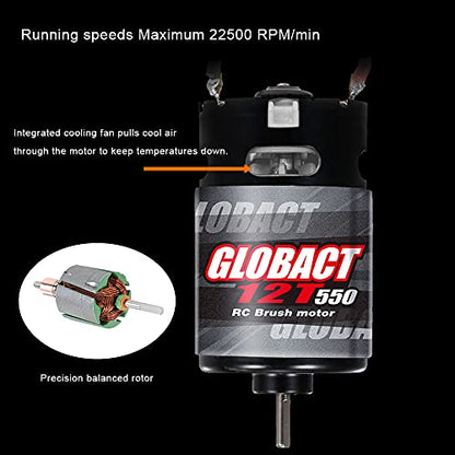 GLOBACT 550 12T Brushed Motor & 80A ESC Combo for 1/10 RC Truck Car -T Plug | BEC 5A 7.4V/6.4V - size: T Plug