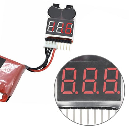 4Pcs 2 in 1 LiPo Battery Voltage Tester RC Low Voltage Buzzer Alarm for 1-8S Li-Po/Li-ion/Li-Mn/Li-Fe