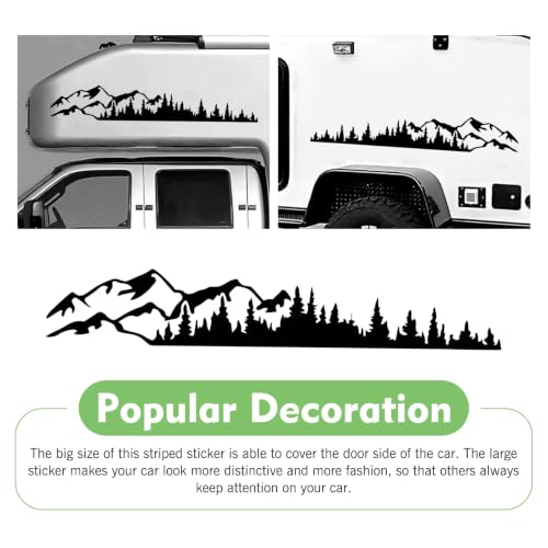 2PCS Car Mountain Tree Forest Decals, 39.3" x 6.7" Mountain Tree Graphic Sticker Car Side Door Decal, Waterproof Bumper Sticker, Auto Body Decor Stickers for RV, SUV, Off-Road, Camper