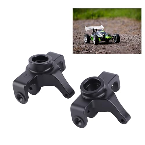 1 Pair RC Front Steering Cup, Aluminum Alloy RC Steering Knuckles for MJX 1/14 14210 1/16 16208, Upgraded Remote Control Car Parts(Black) - color: Black