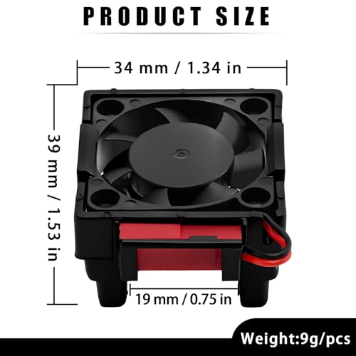 VXL-3s ESC Heat Sink Cooling Fan 28000RPM ESC Fan Heatsink for 1/8 1/10 RC Car Truck, Compatible with Traxxas Bandit/Slash/Stampede/Rustler 2WD/4X4 VXL-3s, Replace for #3340 Velineon(Black) - style: Black