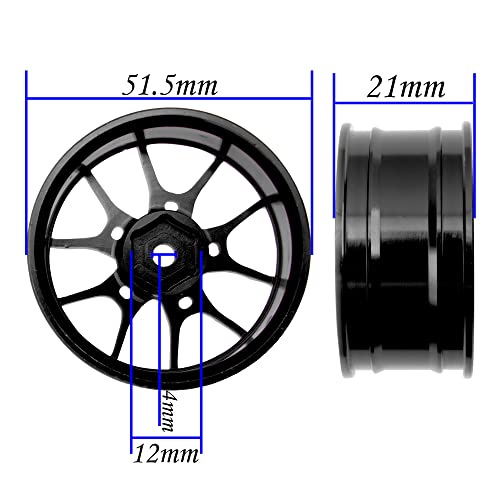 Aluminum Alloy 1/10 On-Road Racing Touring Drift Car Wheel Rims 12mm Hex Hub 26mm Width Compatible with Tamiya TT01 Kyosho RedCat Sakura D4 XIS HSP 1/10 RC Car (Black) - color: Black