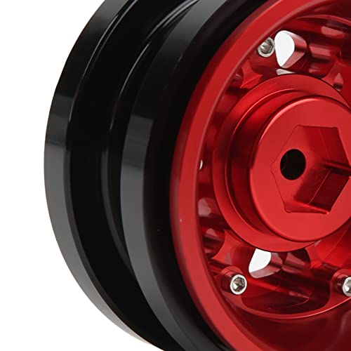 VBESTLIFE 4 PCS 2.9 Inch Wheels 12 Hole Alloy Wheels, 1/6 RC Car Wheels for AXAIL SCX6 1/6 RC Car - color: Red