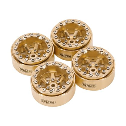 INJORA 1.3" Brass -5.25mm Offset Beadlock Wheel for 1/24 1/18 RC Crawlers - color: Brass
