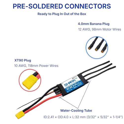 ZTW Shark G2 100A ESC 2-6S Built-in Swithcing BEC 5V/6V 8A Water-Cooling Bidirectional Waterproof Brushless Speed Controller for RC Boat Marine - size: 100A