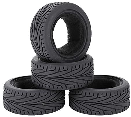 RC On-Road Car Tyres,WONFAST 4PCS/Set 65mm Grain Drift Soft Rubber RC Tire for 1/10 Racing HSP Tamiya HPI Kyosho RC On Road Run-flating Car Parts - color: 65mm-black