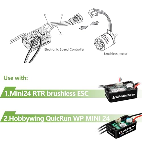 SCX24 Motor and Transmission for Axial SCX24 Upgrades 1/24 RC Crawler | with Hobbywing QUICRUN Outer-1621SL 3500KV Brushless Motor Upgrade - style: scx24 motor