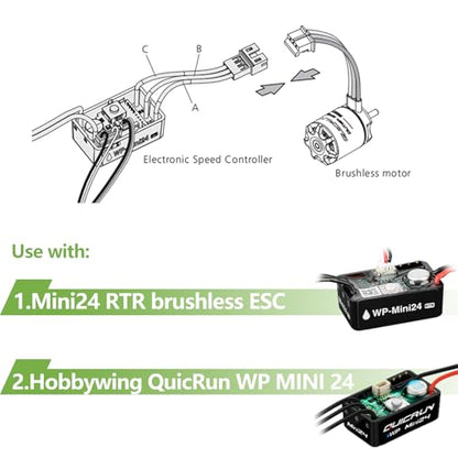 SCX24 Motor and Transmission for Axial SCX24 Upgrades 1/24 RC Crawler | with Hobbywing QUICRUN Outer-1621SL 3500KV Brushless Motor Upgrade - style: scx24 motor