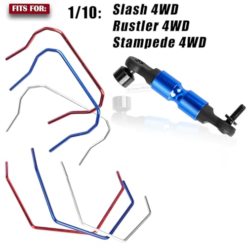 RC Front Rear Wide Sway Bar Kit Upgrades Part for 1/10 Slash Rustler,Stampede,Rally 4x4 4WD RC Car,Alloy Aluminum Front & Rear Wide Sway Bar Kit Hops Up