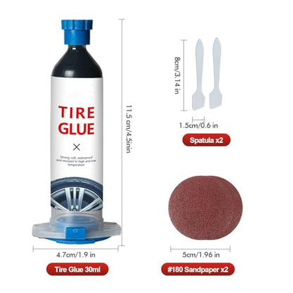 Tire Repair Glue, Tire Sealant Black Rubber Cement Repair Cracks | Suitable for All Tire Types, Seamless Strong Bonding, Heavy Duty, Flexible, Waterproof, Weather Resistance