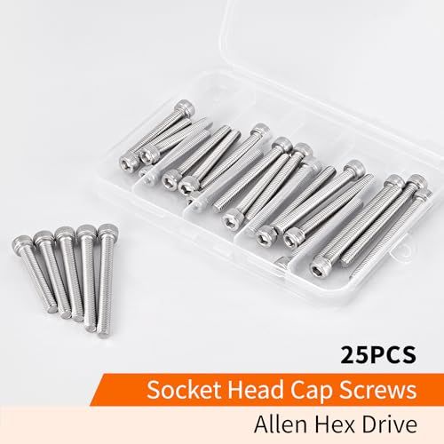 M6 x 40mm 45mm 50mm 55mm 60mm Hex Socket Head Cap Screws Bolts 304 Stainless Steel Metric Machine Allen Hex Drive, Fully Threaded, Assortment Kit 25PCS - size: M6 x 40/45/50/55/60mm (25PCS)