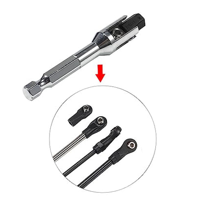 RC Tool kit Quick Assembly Tool Ball Joint Wrench with 1/4'' Hex Shank Fit 5347 Rod Ends for 1/10 RC Crawler Links Building TRX4 SCX10 TF2 VS4-10 RC Tool Set (Rod Ends Assembly Tool Black) (Black) - color: Black
