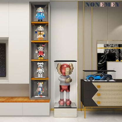 NONEMEY Clear Acrylic Display Case with Remote Control Light for Collectibles, Dustproof Model Showcase Organizer Box, Display Case for Collectibles (10.2x9.4x13.4inch,26x24x34cm) - size: 10.2×9.4×13.3 inch, 26×24×34 cm