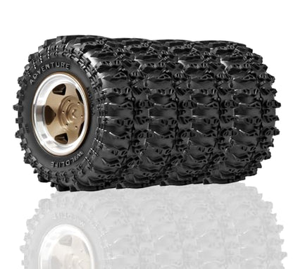 1.3" Beadlock Wheel Tires, Aluminum 1.3 Beadlock Wheels and Tires Upgraded 1.45-inch Wheel for for 1/24 SCX24 AX24 FCX24 1/18 TRX4M FMS RC Crawler Car Upgrade (Bronze) - color: Bronze