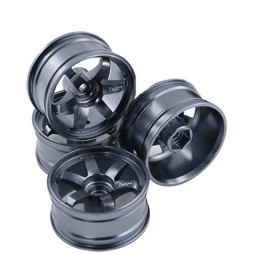 1/10 RC On Road Drift Wheels Rims Hex 12mm Alloy Aluminum Rally Racing Hubs for 1:10 Scale Touring Street Car Tires Tyres Tamiya TT01 TT02 A959 PTG2 HPI KYOSHO HSP XV02 XV01 4PCS (Titanium) - color: Titanium