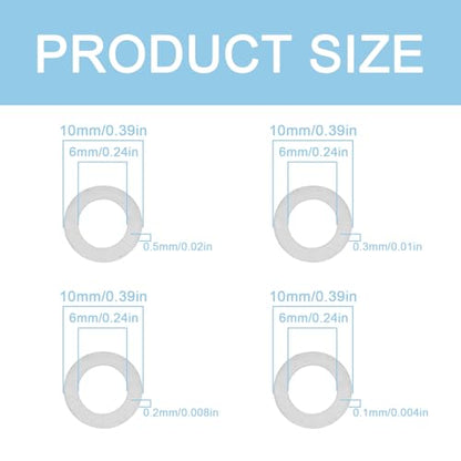 48 Pcs M6x10mm Thin Spacer Washer Set for Robotics Electronics Assembly | 0.1 0.2 0.3 0.5mm Thickness, 12pcs Each, M6 Bolt Fit, Fine Clearance Tuning, Flat Stainless Washer Assortment - size: M6X10