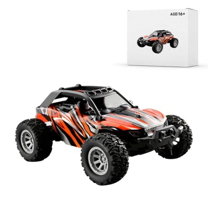 Mini RC Car for Adults, 4WD Off Road Remote Control Truck High Speed 20KMH Rechargeable Battery RTR Gift for Teen Birthday Christmas - color: Orange