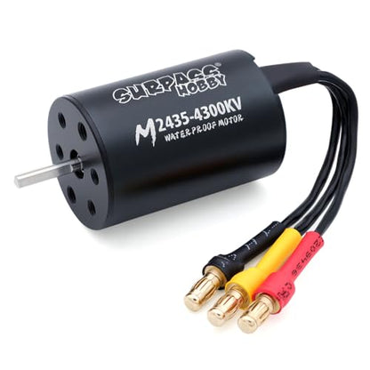 SurpassHobby 2435 4300KV Brushless Motor High Speed Waterproof Motor and for 1/16 1/18 Vehicles Truck Update Parts - style: Motor 4300kv