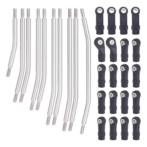 RC Car Upgrade Parts for Axial for SCX10 II 90046 1/10 RC Car Upgrade Parts Stainless Steel 10Pcs Links Rod Set with Ball End 313/324mm Wheelbase - size: 313mm