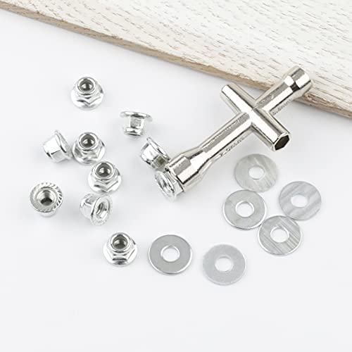 M4 Lock Nuts & Washers for RC Vehicles, Silver | 20 Pairs, Serrated Flange Nylon Insert, Cross Socket Wrench Included, For 1/10 Traxxas Axial HPI Redcat HSP - color: Silver