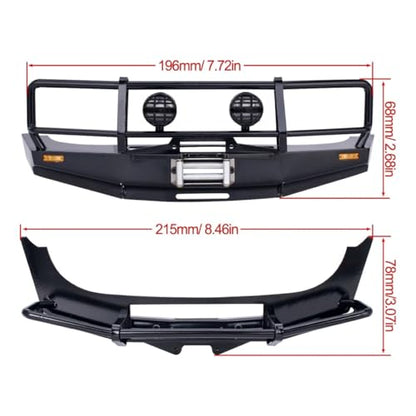 Metal ARB Bull Bar Winch Bumper 1/10 RC RUN80 LC80 SCX10 TRX4 (B with lamp) - color: B with lamp