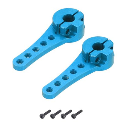 MECCANIXITY 2 Pcs Aluminum Servo Horn Long 25T Steering Arm 46mm Length Sky Blue Suitable for DIY RC Car/Boat/AirplanesBoat Model Accessories with M2.5 Screws - color: Sky Blue
