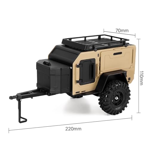 INJORA Off-Road Camping Trailer for 1/18 1/24 RC Crawlers TRX4M SCX24 Upgrade(Sandy Taupe) - color: Sandy Taupe
